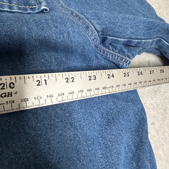 Denim & Co Long Denim Coat 1X Removable rainbow Flannel Lining Button Front barn - Picture 7 of 12